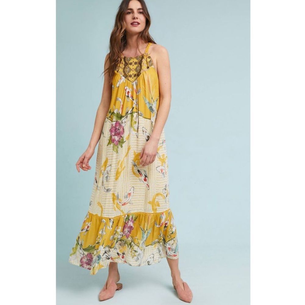 Anthropologie Paradiso Halter Maxi Dress L